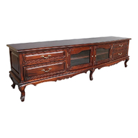 Solid Mahogany Wood Queen Ann Long TV Cabinet 