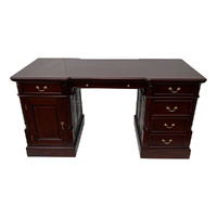 Solid Mahogany Home English Antique Reproduction Office Desk 5 Drawers 