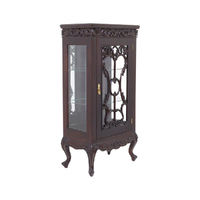 Mahogany Vitrine Display Glass Cabinet with Glass Shelves
