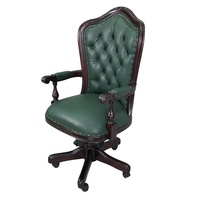 Solid Mahogany Wood Hi-Back Office Chair / Reproduction Classic Chair