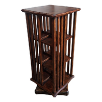 Mahogany Wood Edwardian Style 3 Shelves Revolving Bookcase / Bookshelf