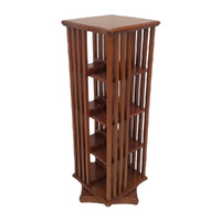 Mahogany Wood Edwardian Style 4 Shelves Revolving Bookcase / Bookshelf
