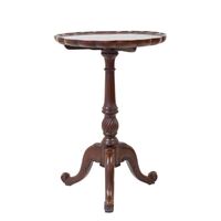 Solid Mahogany Wood Pie Crust Round Reproduction Side Table