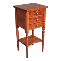 Mahogany Side Table with Shelf & 3 Drawers