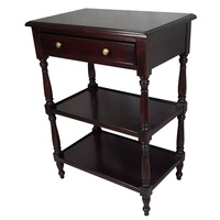 Solid Mahogany Wood Lamp Table with Drawer and Shelf