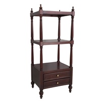  Solid Mahogany Wood 3 Tier Whatnot with Drawer and Shelf 