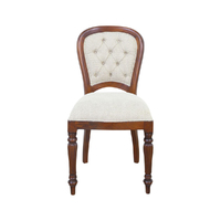 Solid Mahogany Wood Reproduction Style Flute Leg Upholstered Dining Chair