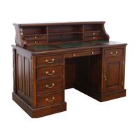 Solid Mahogany Office / Reception Desk Leather Top