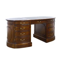 Solid Mahogany Oval Office Partners Desk Antique Reproduction Design