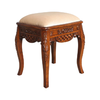 Solid Mahogany Wood Hand Carved Stool