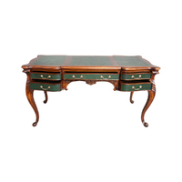 Solid Mahogany Wood Eugene Writing Desk in Genuine Leather