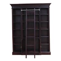 Solid Mahogany Wood Large Bookshelf with Ladder