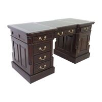 Solid Mahogany Wood Victorian Reproduction Office Desk With Filing Drawer