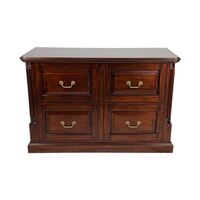 Solid Mahogany Wood 4 Drawers Filing Cabinet