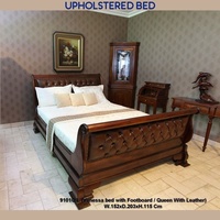 Mahogany Wood Upholstered High Foot Sleigh Bed - Venessa Collection