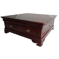Solid Mahogany Wood Square Vanessa Coffee Table with 8 Drawers