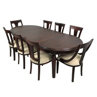 Solid Mahogany Wood Oval Extension Dining Set Table & 8 Chairs