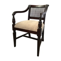 Solid Mahogany Wood Cork Slatted Carver Classic Arm Chair