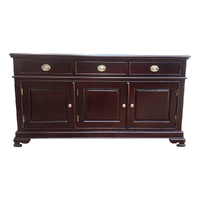 Solid Mahogany Wood Rope Carved 3 Doors 3 Drawers Side Board