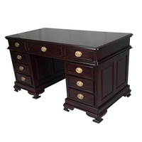 Solid Mahogany Wood Pedestal Office Desk 
