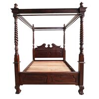 Solid Mahogany Wood Chippendale 4 Poster Bed Queen / King size