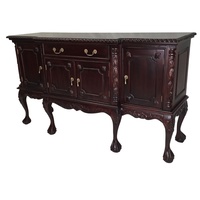 Solid Mahogany Wood Chippendale Reproduction Style 4 Door Buffet