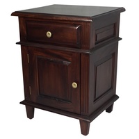Mahogany Bedside Table with Drawer and Cupboard and Drawer