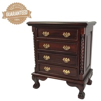 Solid Mahogany Wood Chippendale Reproduction Style Bedside Table