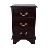 Solid Mahogany Wood  Bedside Table with 3 Drawers