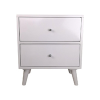 Solid Mahogany Wood Tapered Legs 2 Drawers Bedside Table