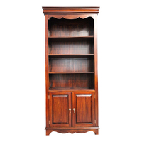 Solid Mahogany Wood Victorian Bookshelf with Cupboard Carved Design