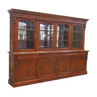 Solid Mahogany 4 Door Display Cabinet / Bookcase