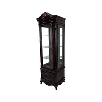 Solid Mahogany Wood French Style Display Glass Cabinet