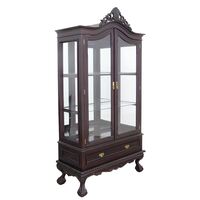 Solid Mahogany Chippendale 2 Door Display Cabinet with Drawer