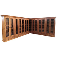 Solid Mahogany Antique Reproduction Cambridge Modular Corner Bookcase / Display Cabinet