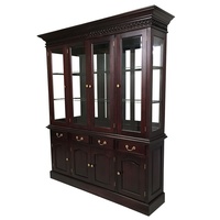 Solid Mahogany Wood Colonial 4 Door Display Cabinet