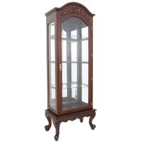 Solid Mahogany Wood French Curio Display Glass Cabinet