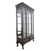 Solid Mahogany Wood Chippendale Display Cabinet With Drawers