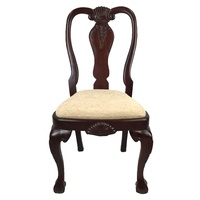 Solid Mahogany Wood English Style Chippendale Upholstered Dining Chair 