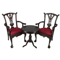 Solid Mahogany Round Wood Table Set with Arm chairs