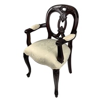 Solid Mahogany Wood Antique Reproduction Style Biola Carver Dining Chair
