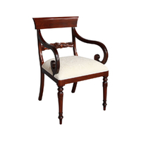 Solid Mahogany Wood Reproduction Regency Carver Upholstered Dining Chair