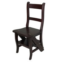 Solid Mahogany Wood Step Library Chair / Ladder