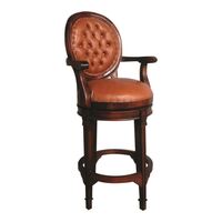 Solid Mahogany Wood Upholstered Swivel Kitchen Bar Stool 