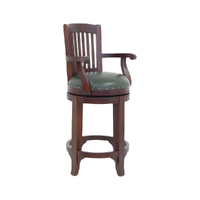 Solid Mahogany Wood Upholstered Swivel Slatted Back Kitchen / Bar Stool