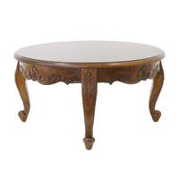 Solid Mahogany Wood Louis Round Coffee Table Antique French Provincial Style