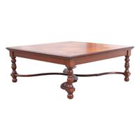 Solid Mahogany Wood Hand Carved Inlaid Coffee Table Antique Reproduction