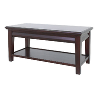 Solid Mahogany Wood Coffee Table with Drawer & Shelf 