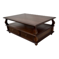 Solid Mahogany Wood Large Coffee Table with 2 Drawers