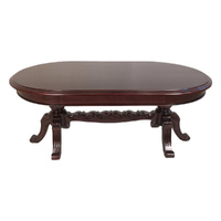 Solid Mahogany Wood Oval Pedestal Coffee Table